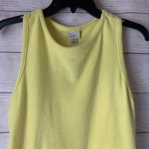 A New Day Yellow Terry Cloth TankTop Racer Back Side Slit Size S - Picture 2 of 10